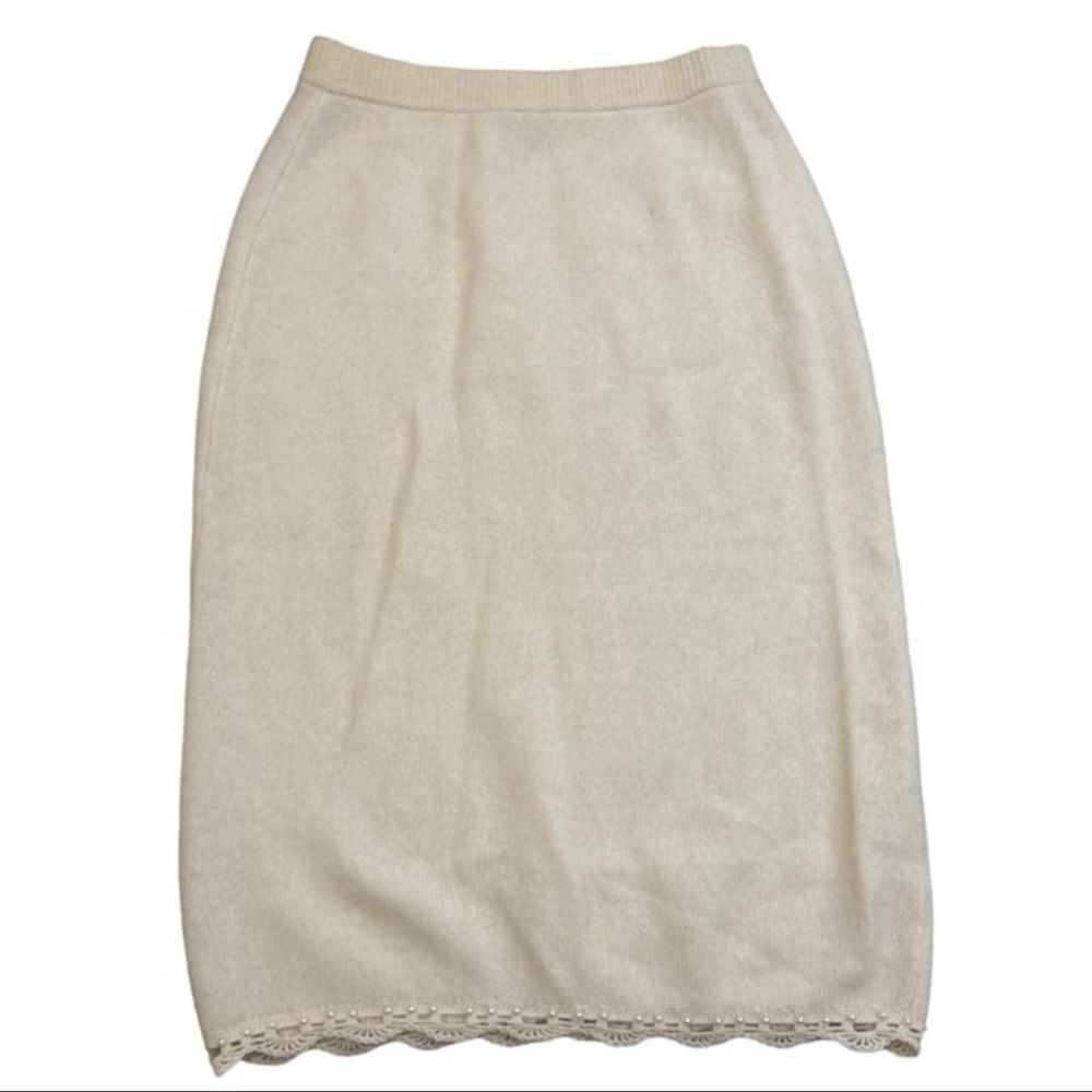 Vintage Christina Women’s Lambswool Angora Beaded Sweater Skirt Set Large - Picture 3 of 9